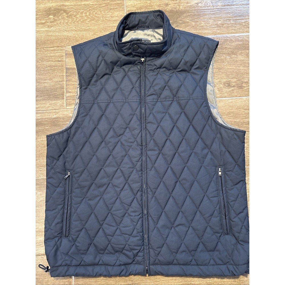 Jos A Bank Men's Navy Quilted Vest Travelers Size M Primaloft Lightweight EUC